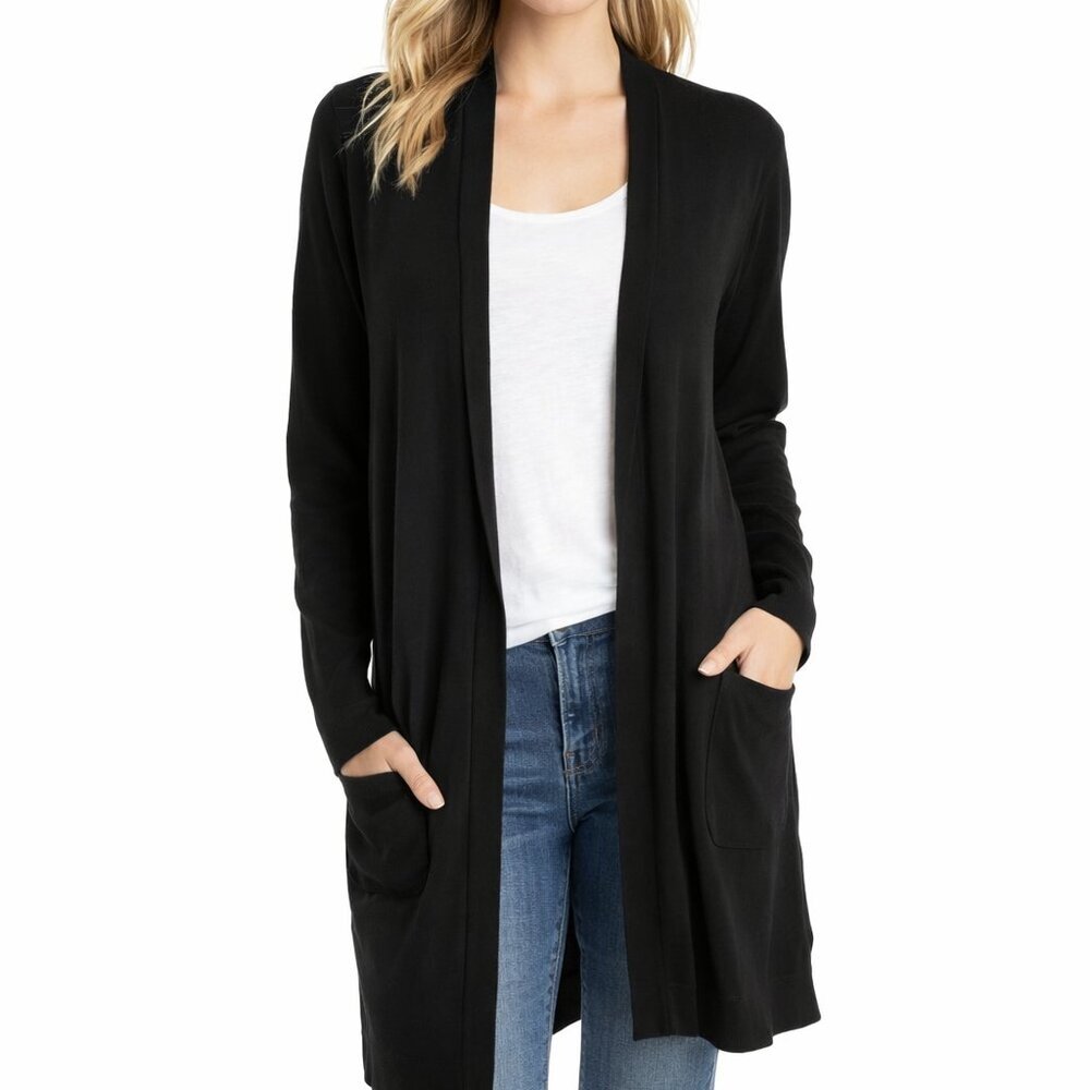 Halogen Women's Classic Black Long Sleeve Open Front Cardigan Size XL
